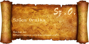 Szűcs Orsika névjegykártya